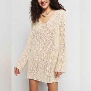 NWT Reformation Isaac Open Knit Mini Dress - Horchata